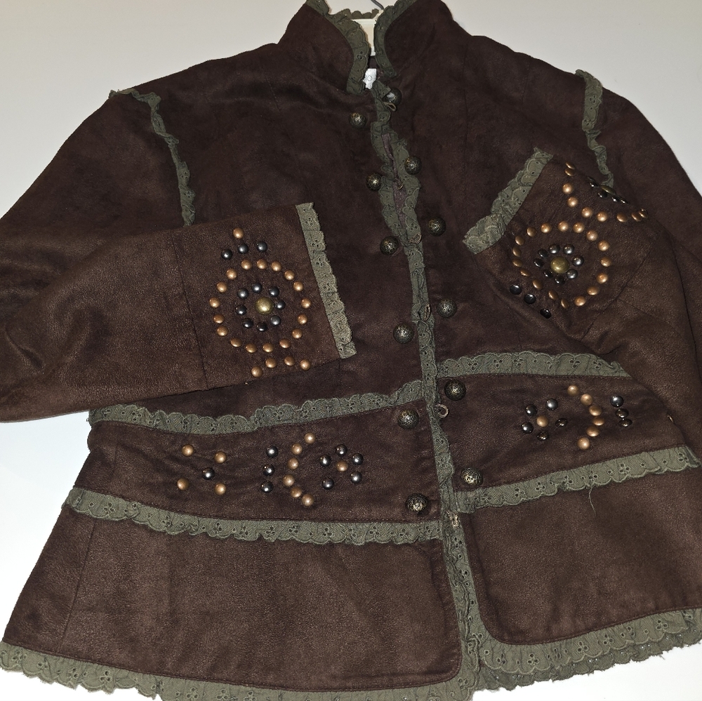 Chic Brown Embellished Women's Jacket